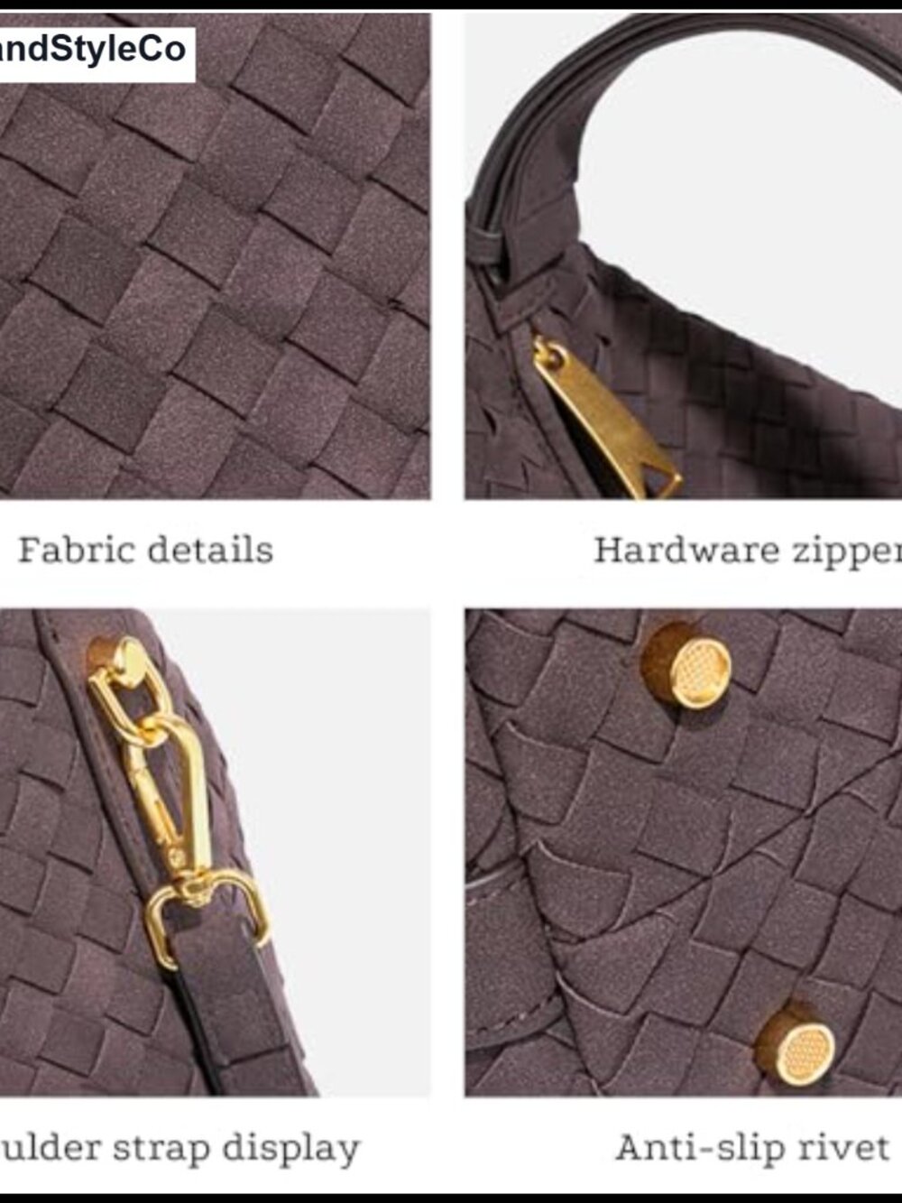 Woven Suede Hobo Purse for Women, Faux Suede Shoulder Bag, Crossbody Bag with 2 - Picture 5 of 6